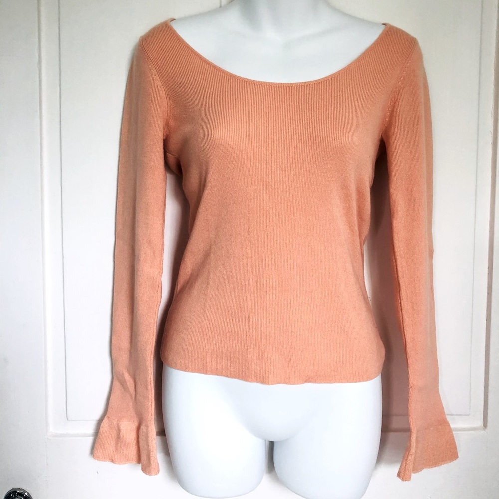 Carlisle Cashmere Silk Scoop Neck sweater top XS Peach Apricot Orange